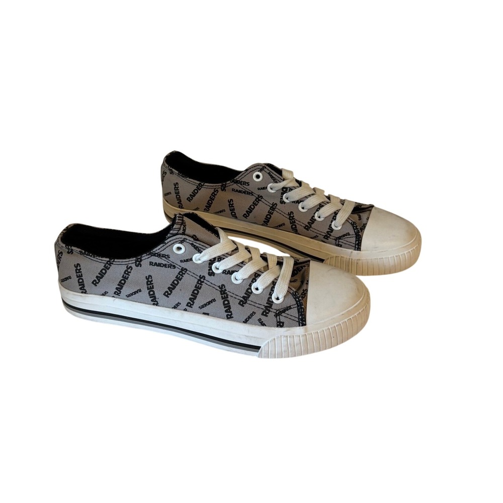 FOCO Las Vegas Raiders Womens Size 10 Grey Black Canvas Low Top Sneakers NFL